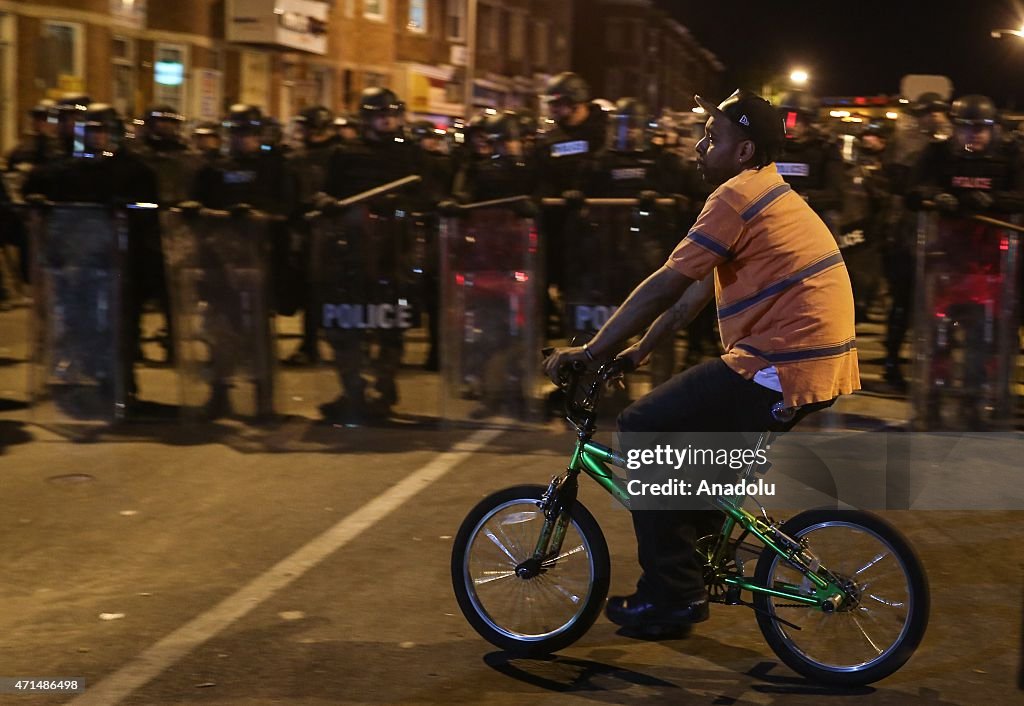 Protest in Baltimore over death of Freddie Gray