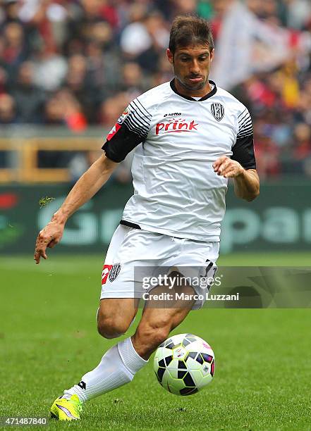 Franco Brienza of AC Cesena in action during the Serie A match between Genoa CFC and AC Cesena at Stadio Luigi Ferraris on April 26, 2015 in Genoa,...