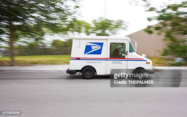usps truck speeding - united states postal service stock pictures, royalty-free photos & images