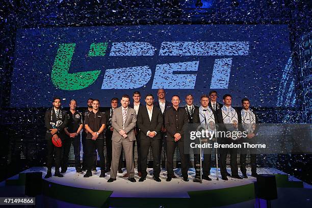 The League of Legends, players from Port Adelaide Footall Club, players from Melbourne City Football Club and V8 Supercar drivers pose during the...