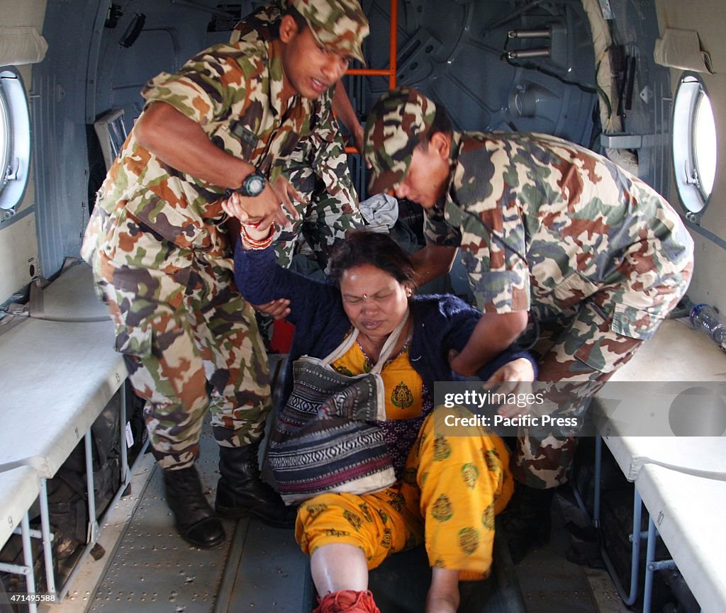 Indian army during rescue operation at Trishuli in Nepal.