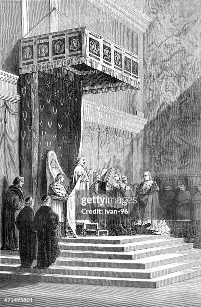 pope officiating at the sistine - sistine chapel stock illustrations