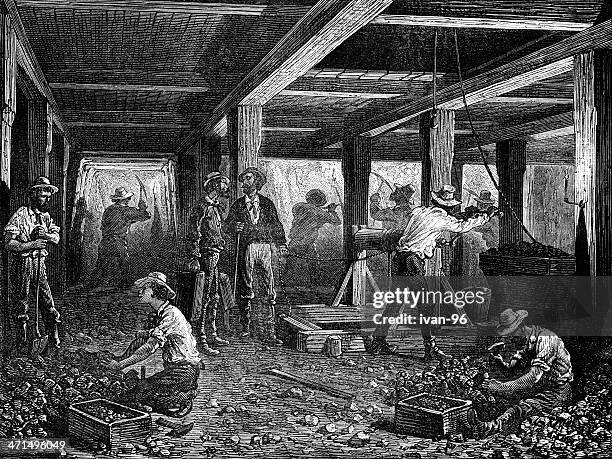 silver mine in nevada - miner pick stock illustrations