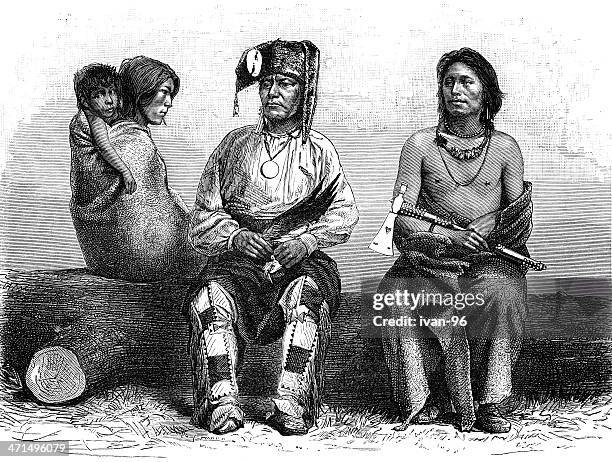 stockillustraties, clipart, cartoons en iconen met pawnee indians - indian costume