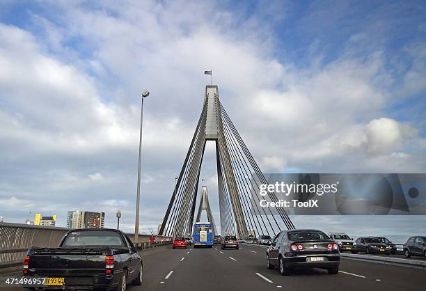 anzac bridge - australian bus driver stock-fotos und bilder