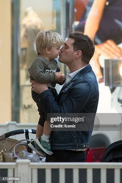 Michael Buble and son Noah sighting on April 28, 2015 in Madrid, Spain.