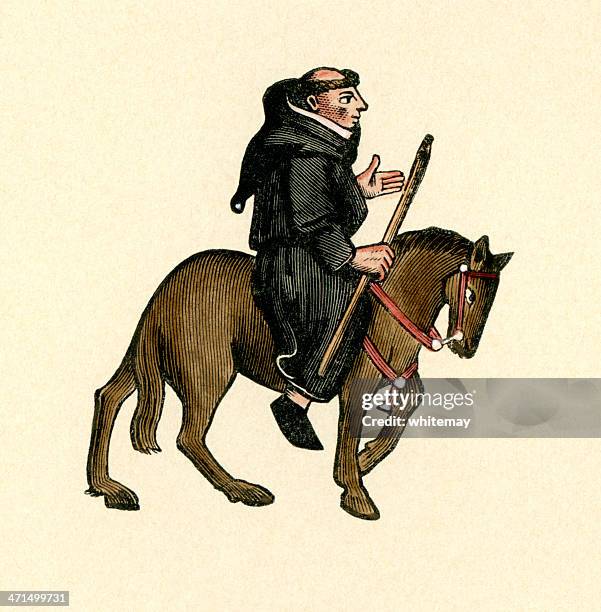 stockillustraties, clipart, cartoons en iconen met canterbury tales - the friar - canterbury england