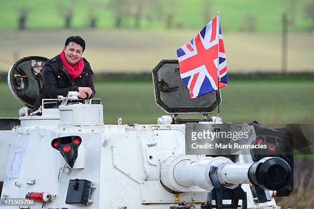 The Scottish Conservative Leader Ruth Davidson gets behind the controls of a Tank at Auchterhouse Country Sports, as she highlights how the country's...