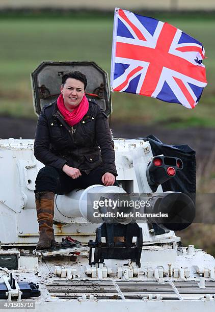 The Scottish Conservative Leader Ruth Davidson gets behind the controls of a Tank at Auchterhouse Country Sports, as she highlights how the country's...