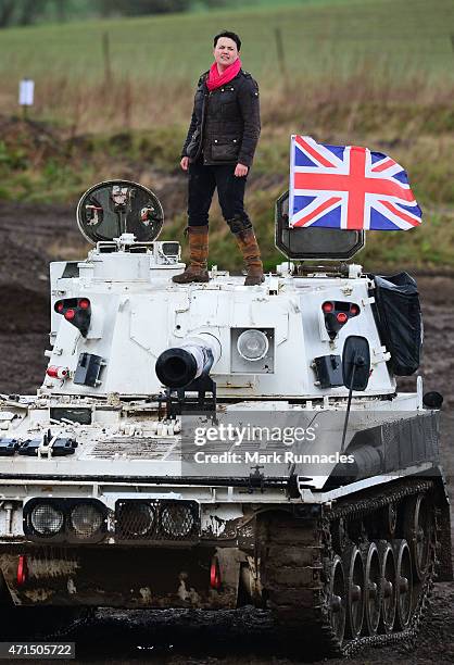 The Scottish Conservative Leader Ruth Davidson gets behind the controls of a Tank at Auchterhouse Country Sports, as she highlights how the country's...