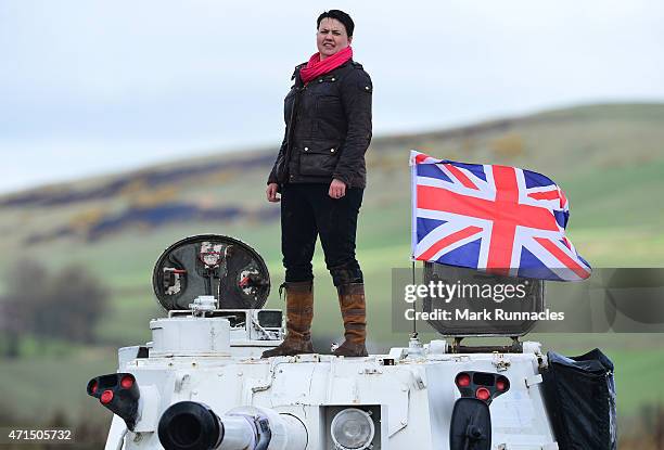 The Scottish Conservative Leader Ruth Davidson gets behind the controls of a Tank at Auchterhouse Country Sports, as she highlights how the country's...