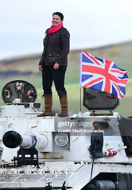 The Scottish Conservative Leader Ruth Davidson gets behind the controls of a Tank at Auchterhouse Country Sports, as she highlights how the country's...