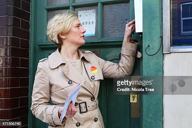 Labour candidate Stella Creasy postes campaign leaflets through voters doors, April 19th, 2015 in Finchley supporting Labour candidate Sarah Sackman...