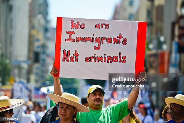 immigration reform march, may day, los angeles, - may day protest in los angeles stock pictures, royalty-free photos & images