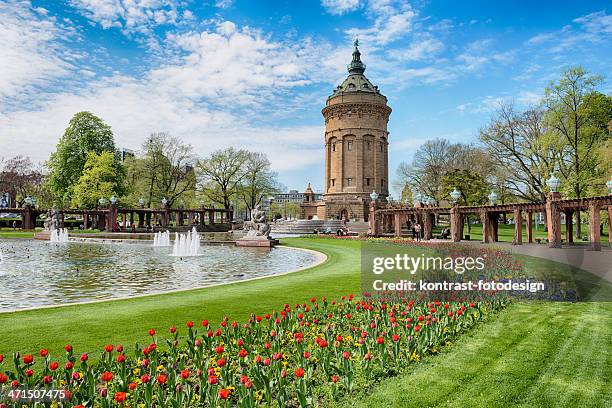 mannheimer wasserturm, water tower - mannheim fotografías e imágenes de stock