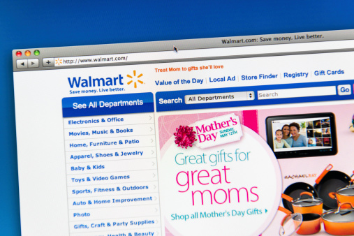 Walmart homepage of retail store