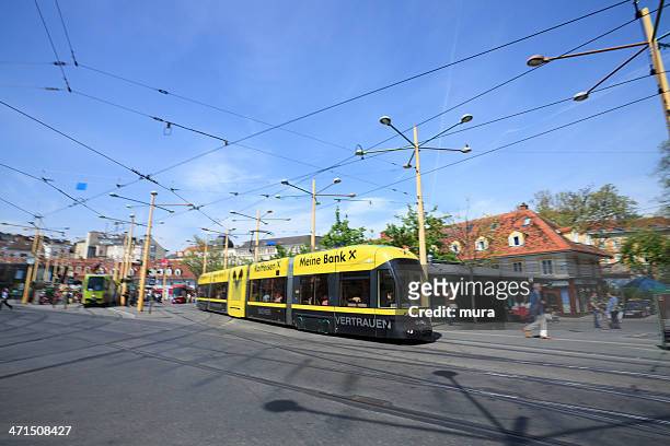 tram on jakomini square, graz - graz stock pictures, royalty-free photos & images