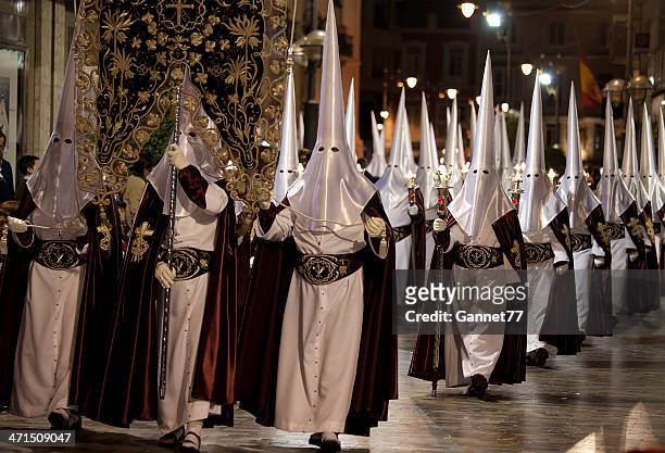 semana santa-prozession in cartagena, spanien - easter parade stock-fotos und bilder