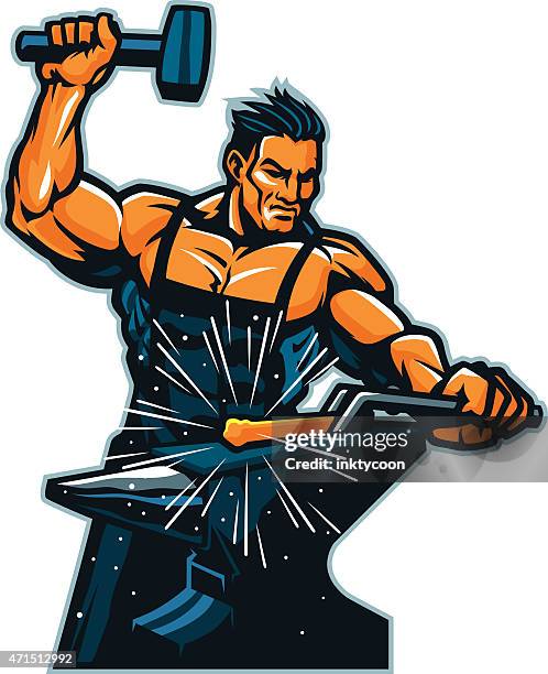 stockillustraties, clipart, cartoons en iconen met iron worker - smid