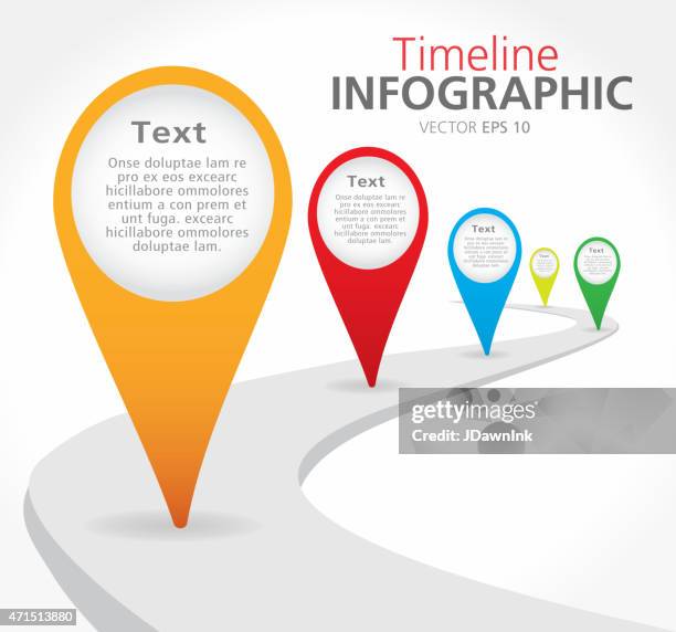 illustrazioni stock, clip art, cartoni animati e icone di tendenza di percorso timeline infografica colorato con grafici di confronto - presa di corrente