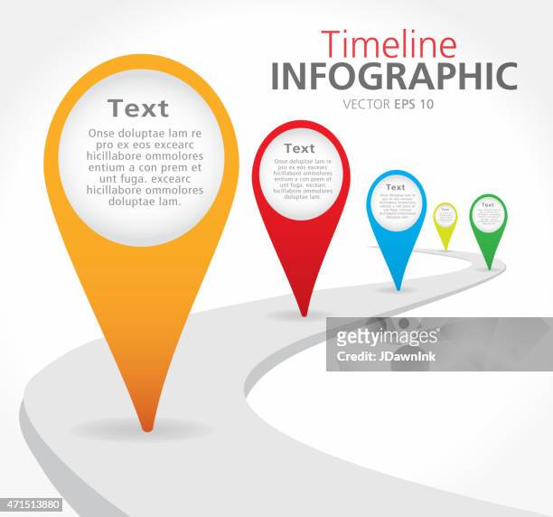 ilustrações de stock, clip art, desenhos animados e ícones de caminho timeline infográfico coloridos com gráficos de comparação - retrospectiva