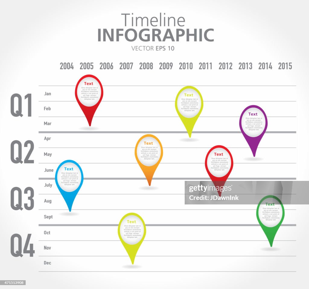 Timeline Comparison Graph Colorful Quarterly Timeline Infographic With Graph Comparison High-Res ...