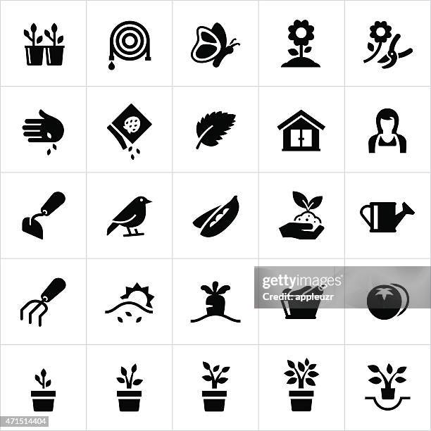 gardening icons - flower border stock illustrations