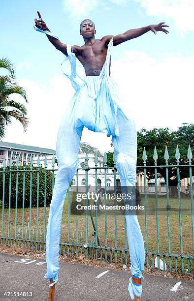 stilt walker - trinidad and tobago carnival stock pictures, royalty-free photos & images