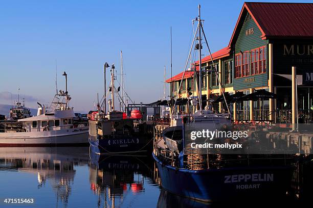 fishing boats at constitution dock, hobart, tasmania, australia - mollypix stock pictures, royalty-free photos & images