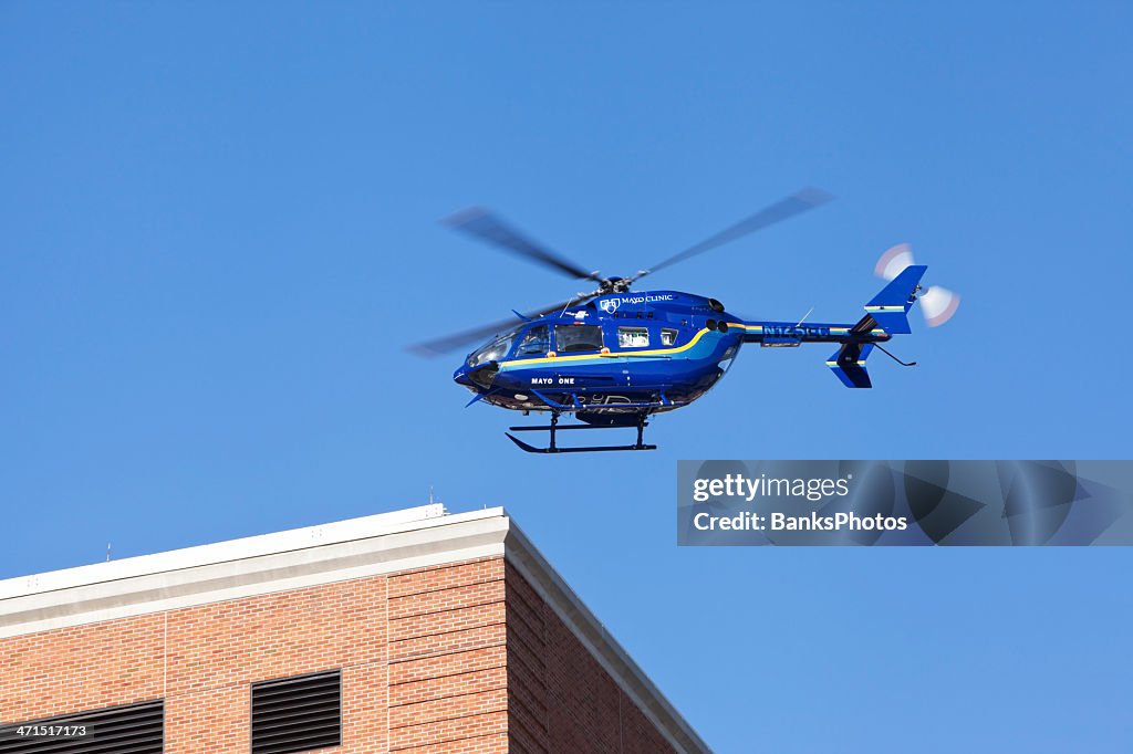 Mayo One Emergency Medical Helicopter Taking Off