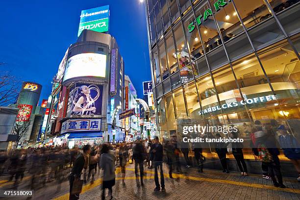 shibuya by night - starbucks stock pictures, royalty-free photos & images
