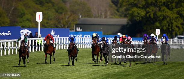 James Doyle rides Limato to win The Merriebelle Stable Pavilion Stakes at Ascot racecourse on April 29, 2015 in Ascot, England.