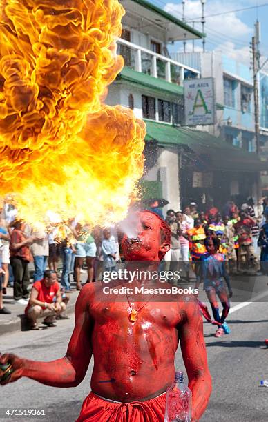 carnival devil fire - trinidad and tobago carnival stock pictures, royalty-free photos & images