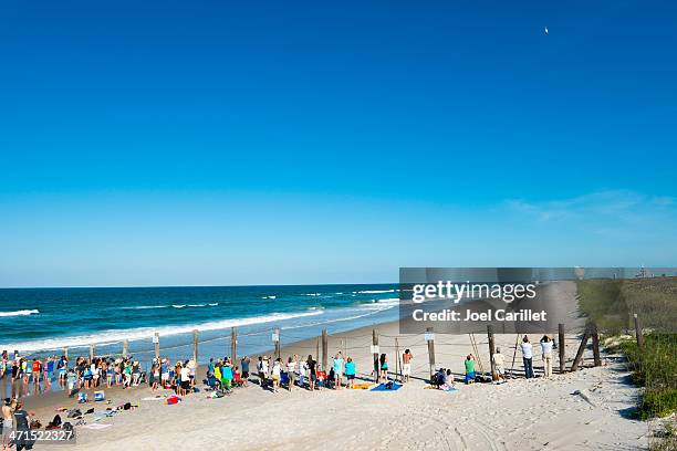 watching a rocket launch at cape canaveral - titusville florida stock pictures, royalty-free photos & images