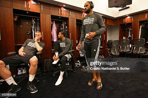 Alan Anderson of the Brooklyn Nets gets ready before Game Three of the Eastern Conference Quarterfinals against the Atlanta Hawks during the 2015 NBA...