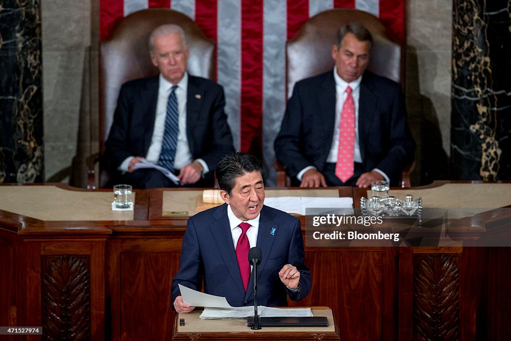 Japan Prime Minister Shinzo Abe Addresses A Joint Meeting Of Congress