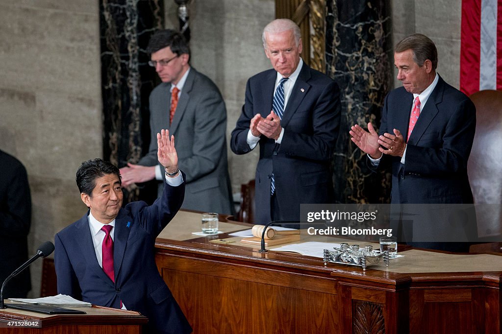 Japan Prime Minister Shinzo Abe Addresses A Joint Meeting Of Congress