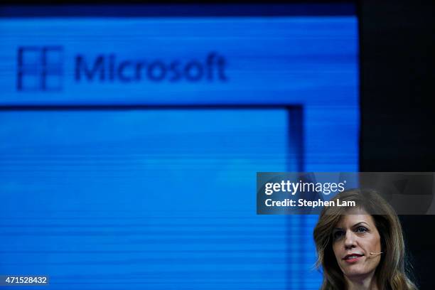 April 29: Lara Rubbelke, Principle Software Development Manager at Microsoft, speaks on stage during the 2015 Microsoft Build Conference on April 29,...