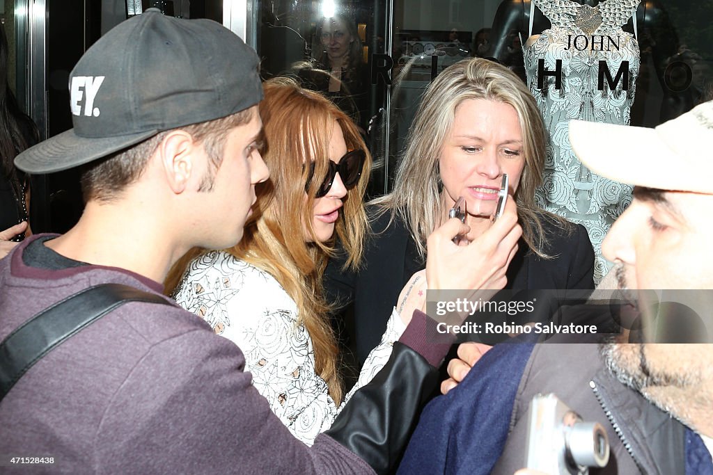 Lindsay Lohan shopping in Milan