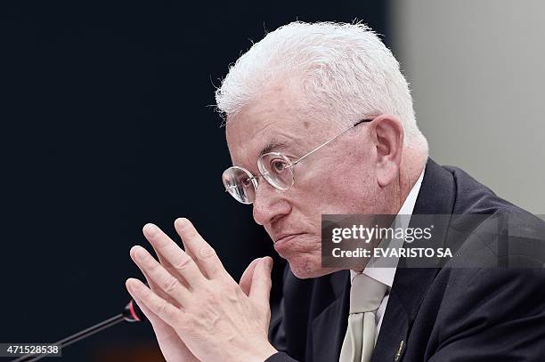 Brazilian Strategic Affairs Minister Roberto Mangabeira Unger attends a hearing of the Commission of Education of the Chamber of Deputies in...