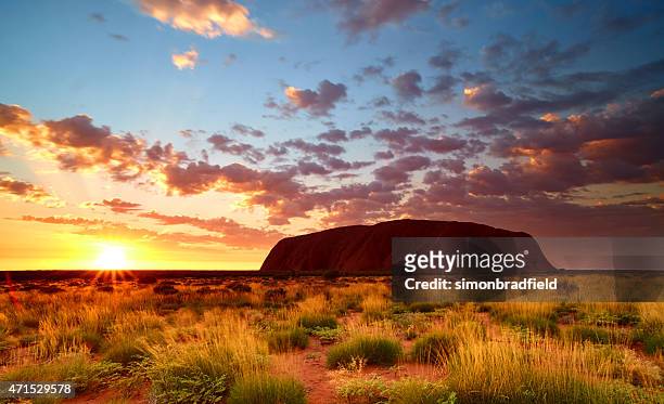sunrise at uluru in australia's northern territory - uluru stock pictures, royalty-free photos & images