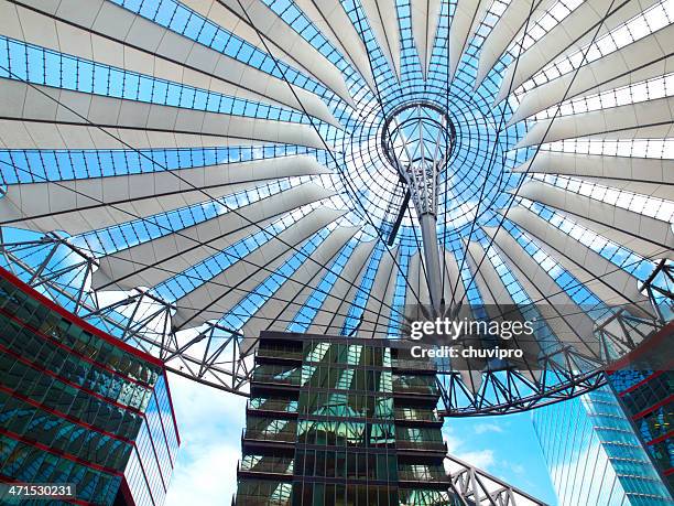 modern roof dome of sony center. - sony centre stock pictures, royalty-free photos & images