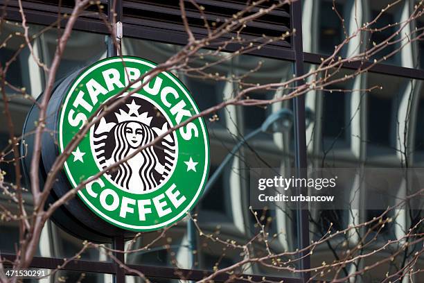 starbucks sign - starbucks stock pictures, royalty-free photos & images