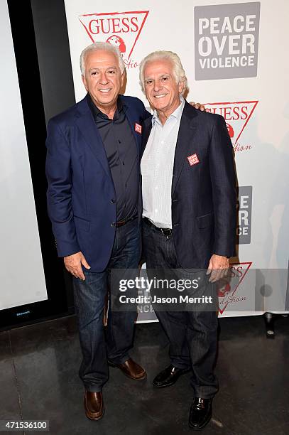 And Creative Director of GUESS? Inc. Paul Marciano and Chairman of the Board of GUESS? Inc. Maurice Marciano attend the GUESS and Peace Over Violence...