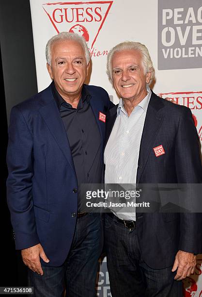 And Creative Director of GUESS? Inc. Paul Marciano and Chairman of the Board of GUESS? Inc. Maurice Marciano attend the GUESS and Peace Over Violence...