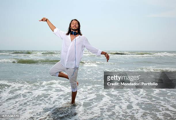 "The French dj Bob Sinclar, pseudonym of Christophe Le Friant, during a photo shoot on July 1st on the beach of Fregene, Rome . "