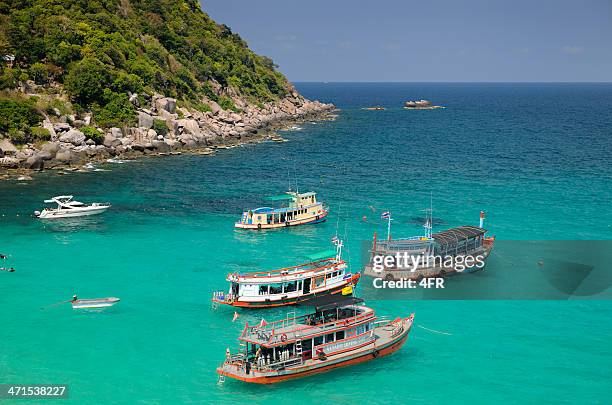 diving ships, ko tao, thailand - koh tao thailand stock pictures, royalty-free photos & images