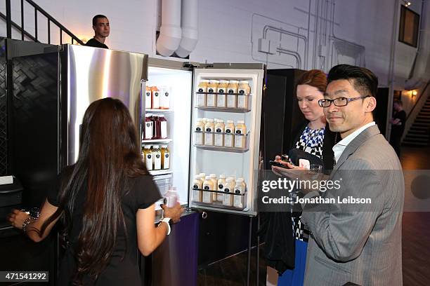 Guests enjoy the Samsung Studio LA Launch Event across from the Grove on April 28, 2015 in Los Angeles, California.