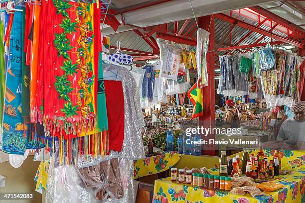 stall market, st. george's, grenada - market square stock pictures, royalty-free photos & images
