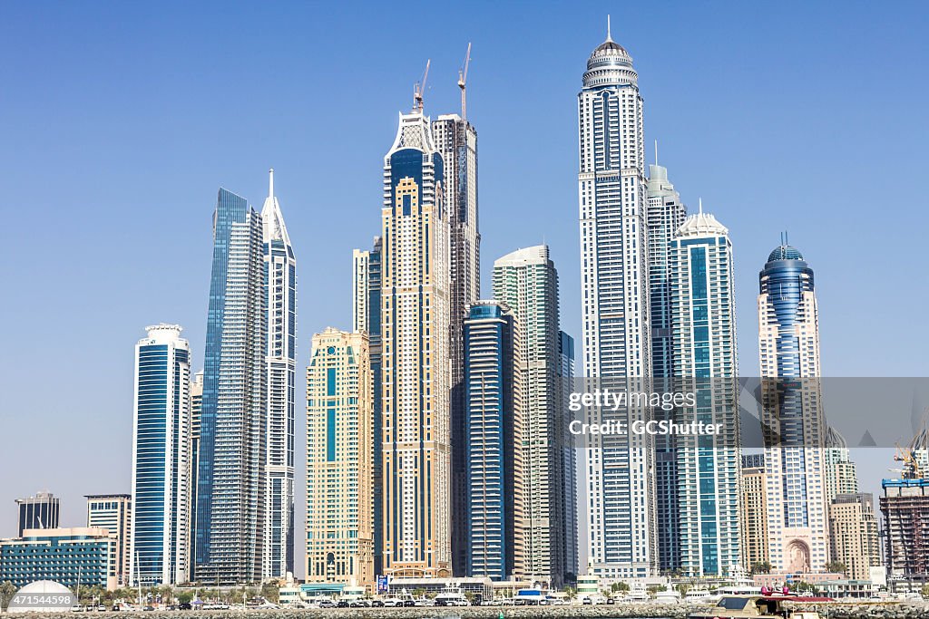 Dubai Marina Skyscrapers in a clear summer day